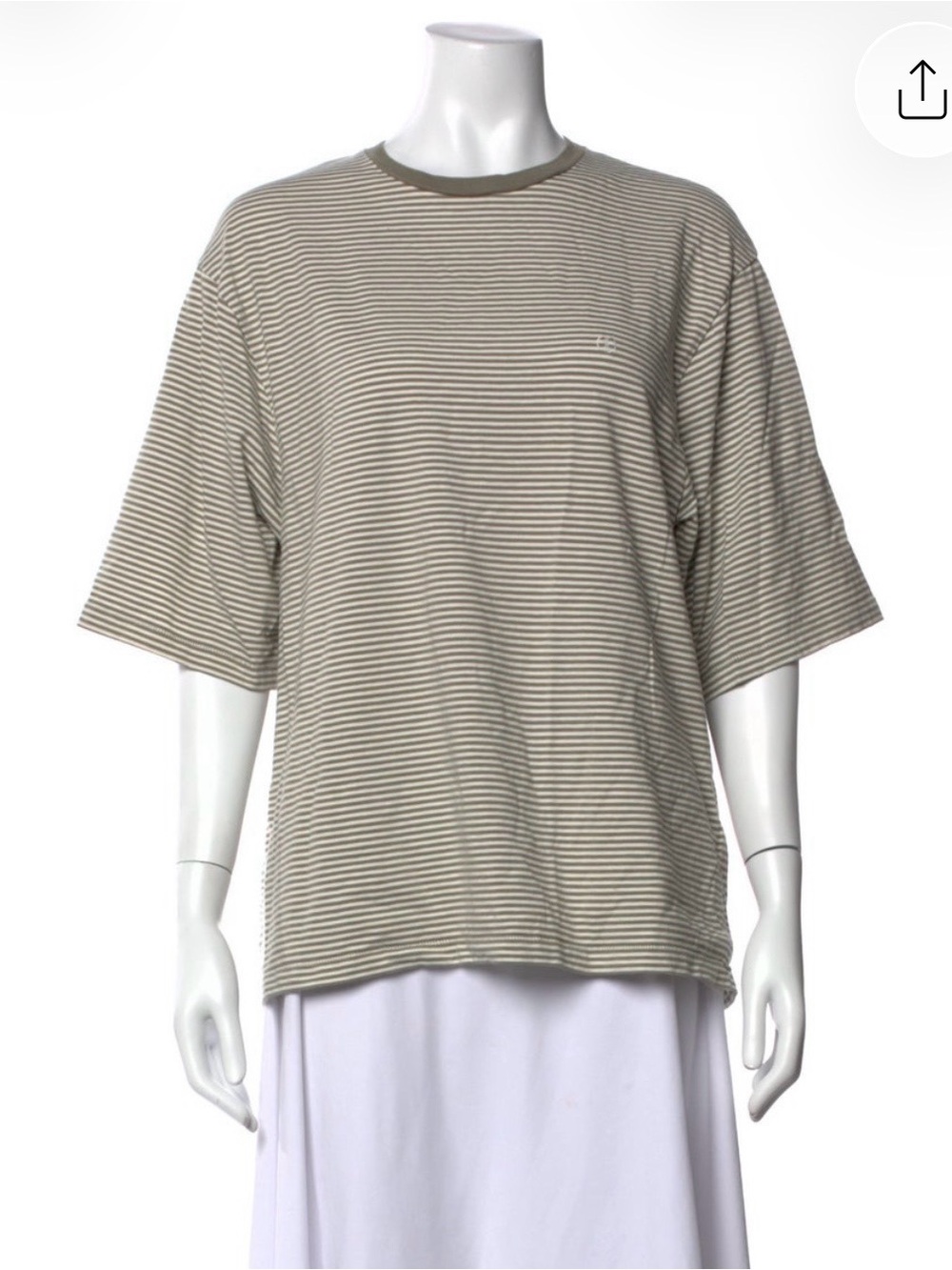 Anine Bing Olive Stripe Short Sleeve Crew Tee